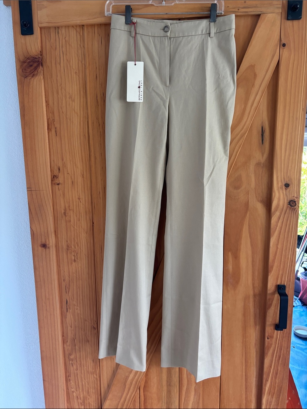 Tailored Wide-Leg Trousers in Light Khaki